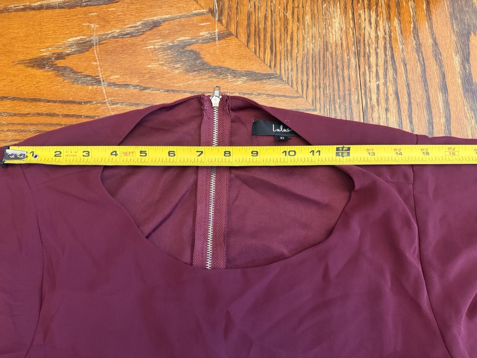 Lulus Women’s XL Burgundy Fit & Flare Chiffon Hi-Low Flutter Sleeve Zip