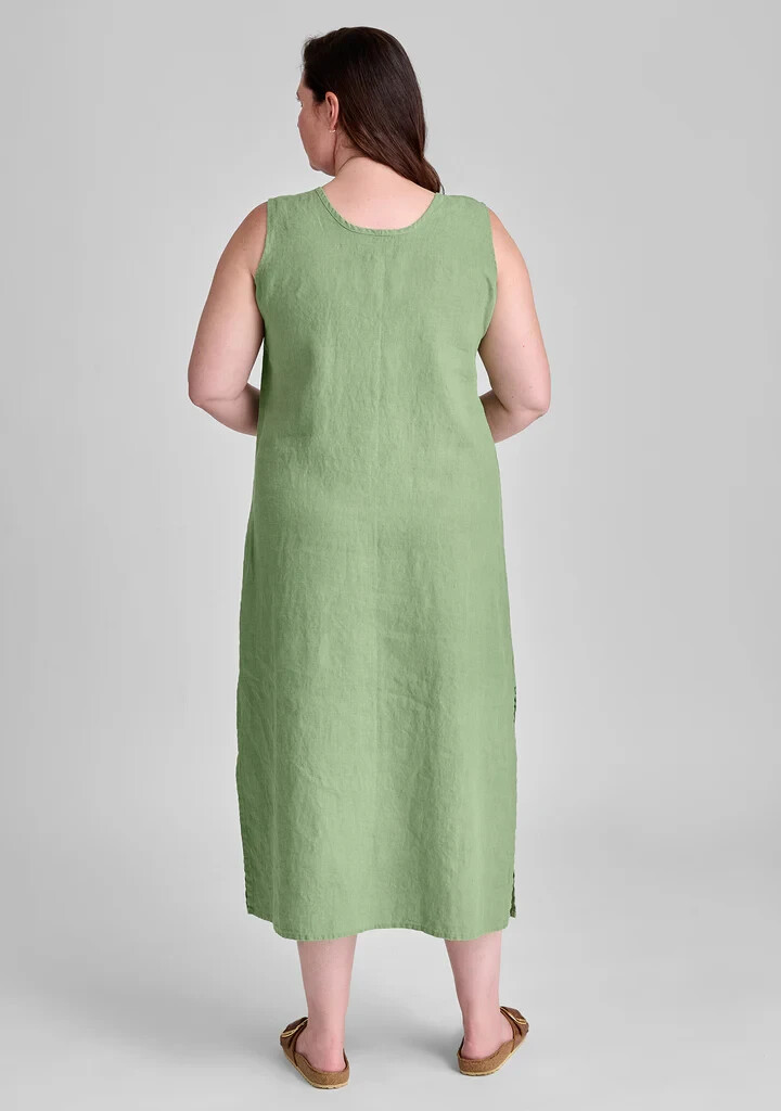NEW FLAX WATERCRESS Medium Weight Linen Scoop Neck Sleeveless SLIPSTER Dress 1X