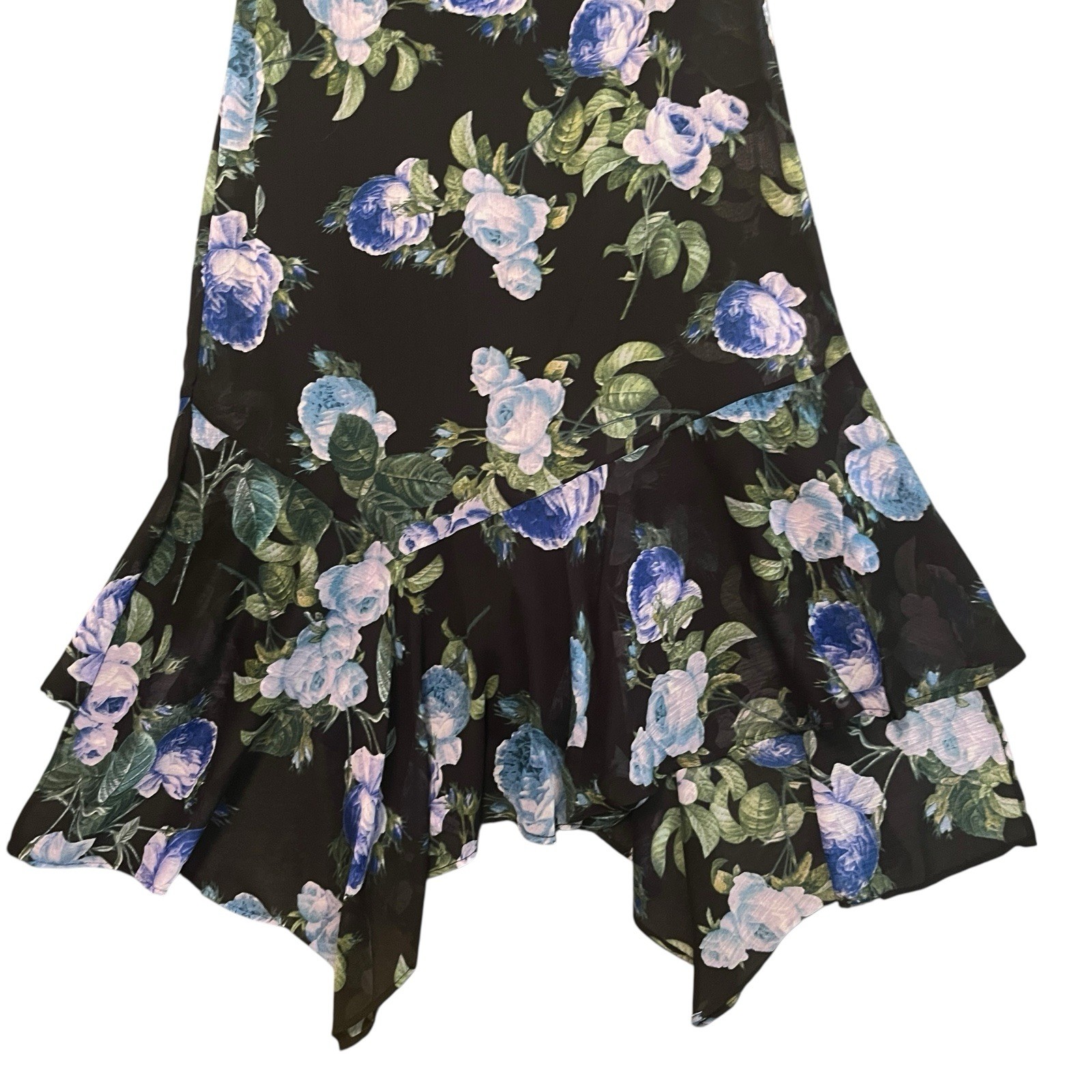 Calvin Klein Floral Handkerchief Midi Dress Sz 6 Bloomcore Boho Cottage Chiffon