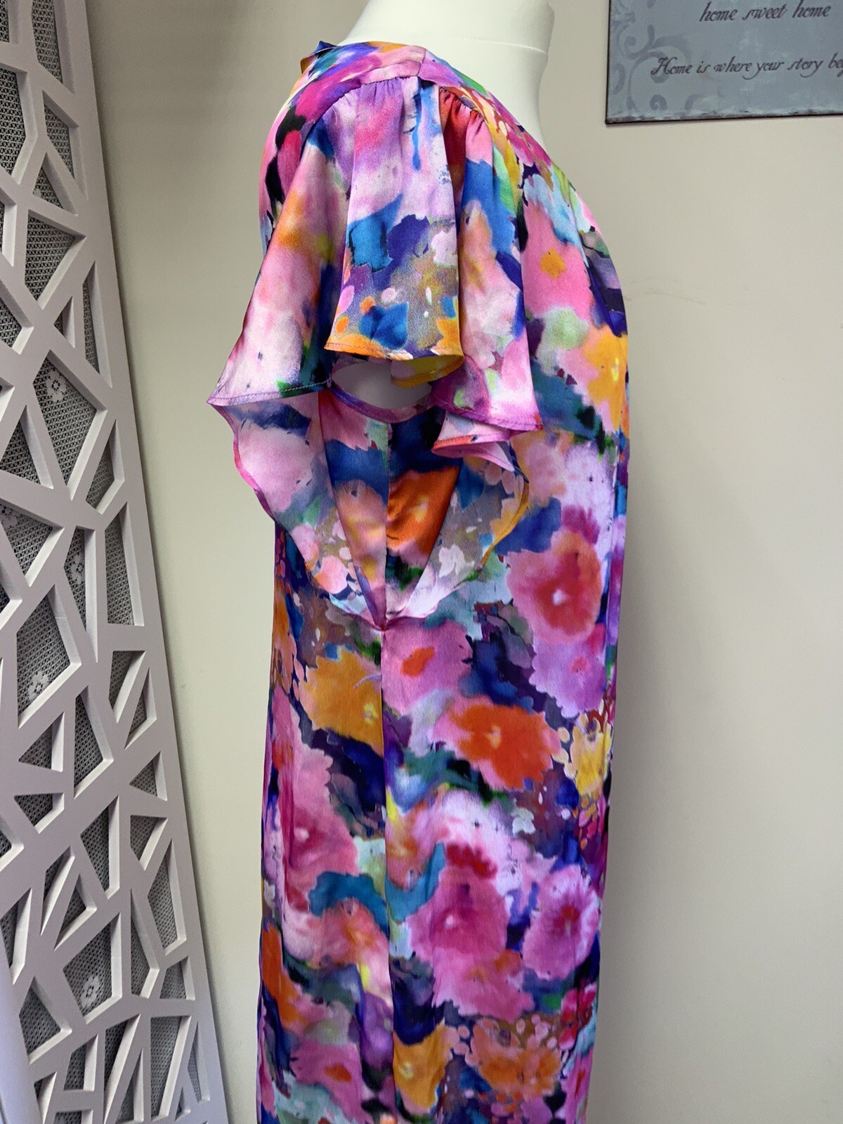 M&Co Dress Size 14 Lightweight Satin Style Fabric Short Sleeves