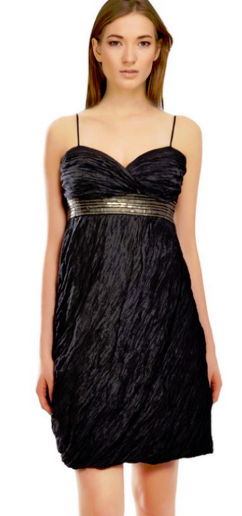 Laundry Ruched Crinkle Silk Party Dress Black 4 NWT $340