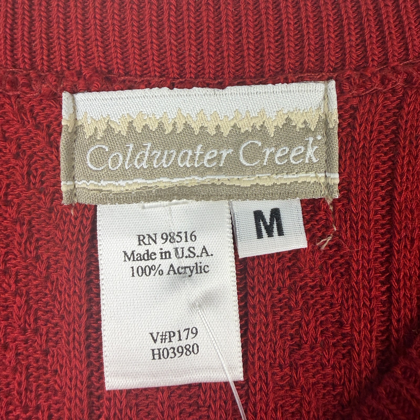 Coldwater Creek Sweater Dress Women Medium Red Cable Knit 100% Acrylic Crew Neck