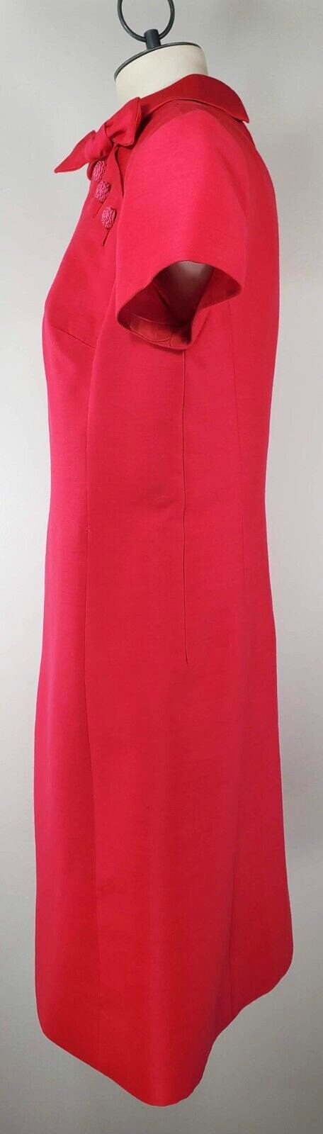 Vintage Rona A Fashion Investment Dress – Size 12 – Pink – Bow & Button Details