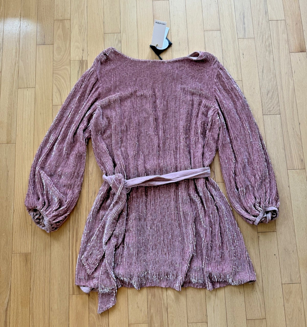 Retrofete Grace Sequin Mini Dress- Dusty Rose/Pink- NWT- Size XL- Belted