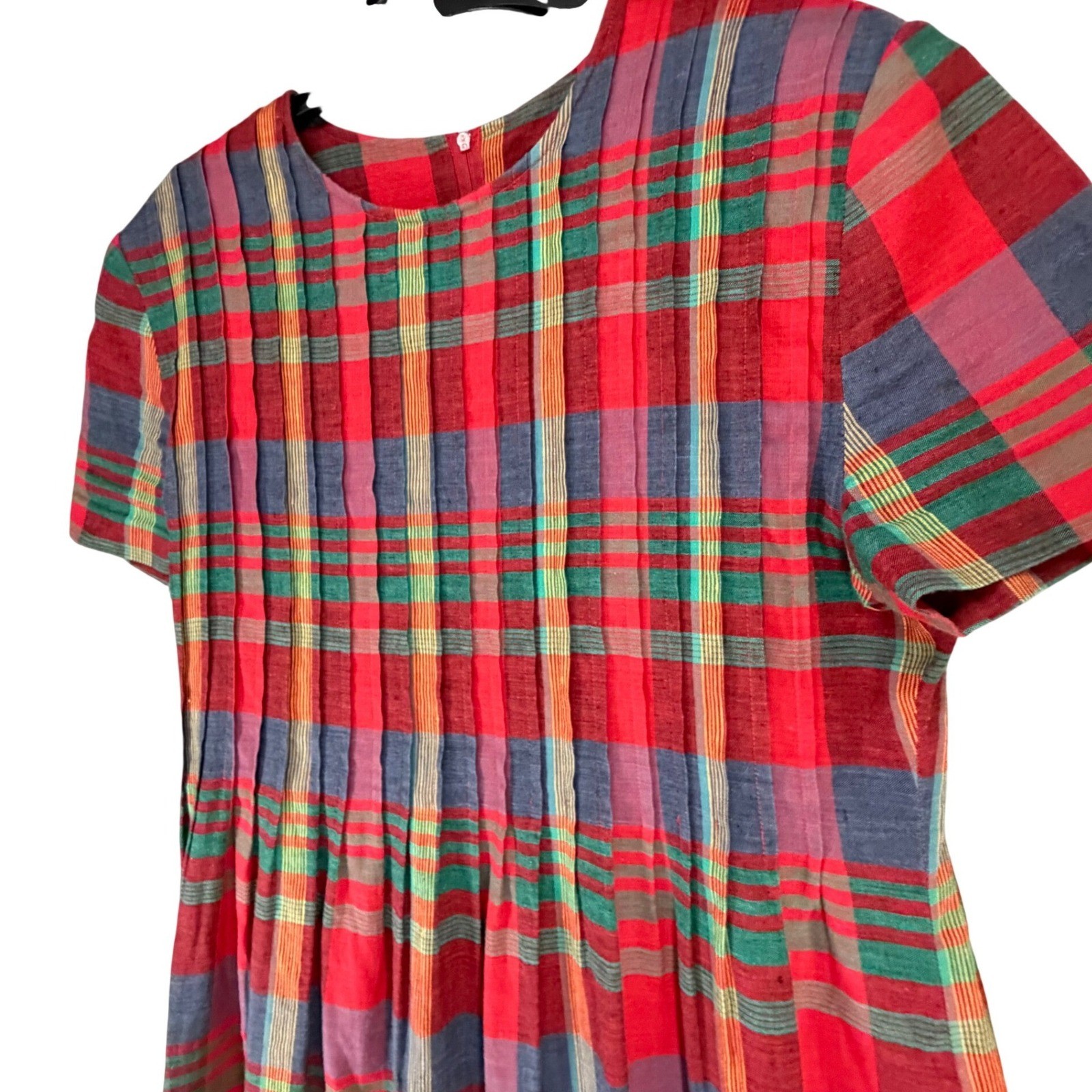 Vintage Red Plaid Tartan Maxi Dress Sz 10 Cottagecore Academia Positive Attitude