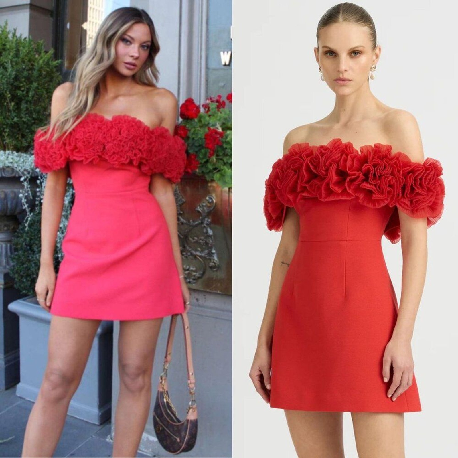 Sonya Moda Nahla Sorrento Red Off the Shoulder Rosette Mini Dress Size XL NWT