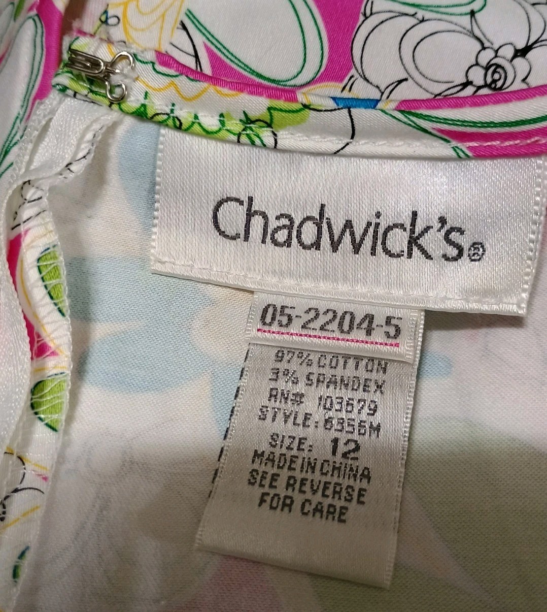 Chadwicks Women’s 12 Spring Floral Bright Stretch Cotton Blend Knee Length Dress