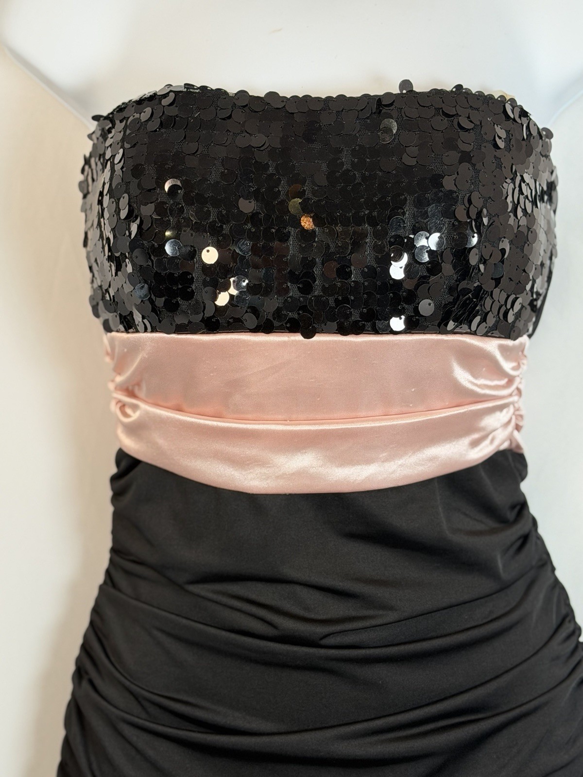 Speechless Strapless Sequin Ruched Cocktail Dress Black Pink Women’s Medium