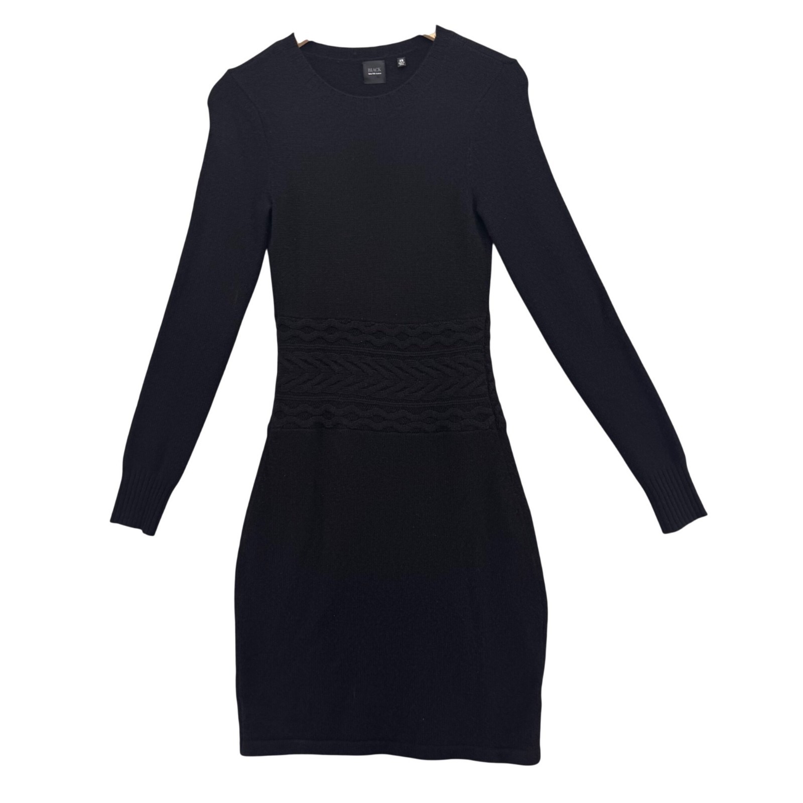 Black Saks Fifth Avenue Cashmere Sweater Dress Black Long Sleeve Knit Size XS