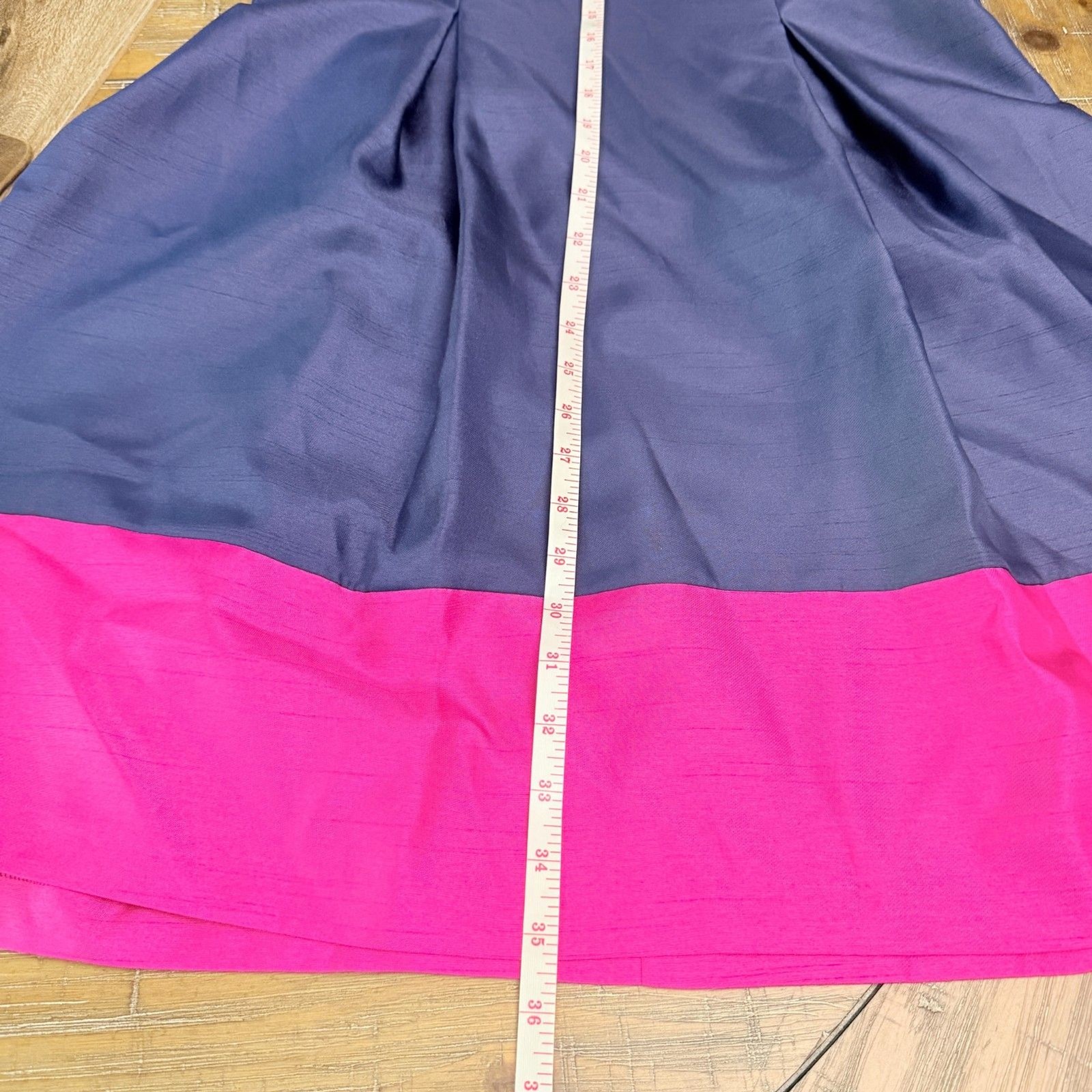 Jessica Howard Dress Womens 8 Navy Pink Colorblock Fit Flare Ruffle Cocktail