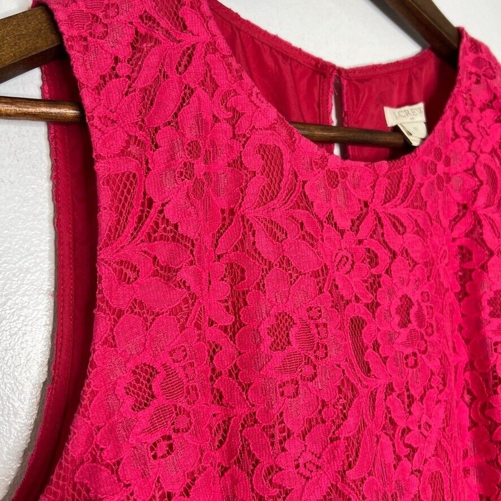 J Crew F2467 Pink Floral Lace Round Neck Sleeveless Dress Size 12 Women’s NEW