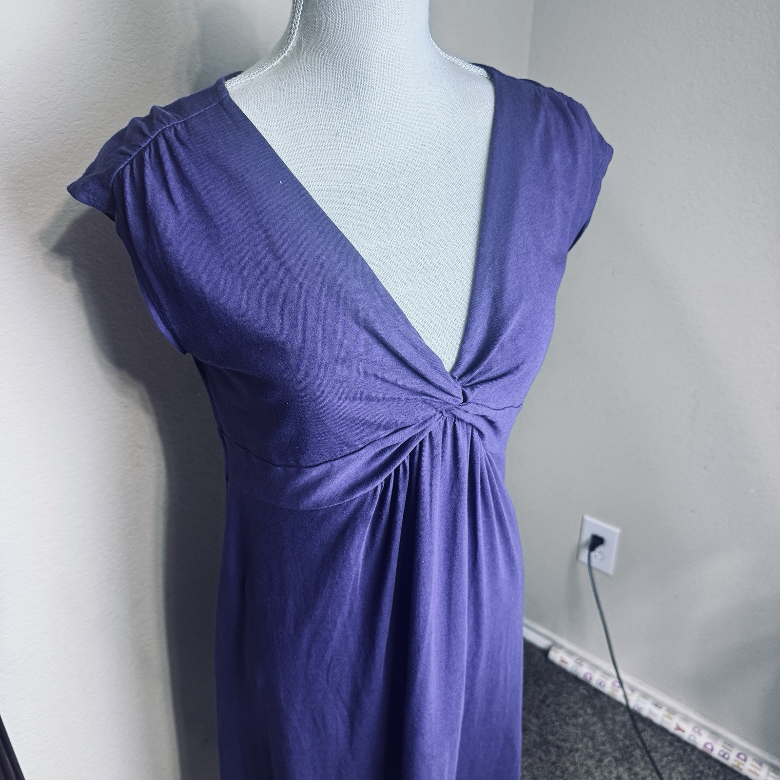 Old Navy Maternity Purple Shirt Dress Size XS Stretchy Jersey Knit Knot Front