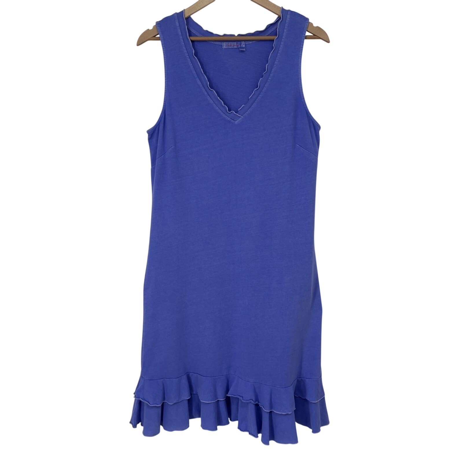 Fresh Produce Womens Periwinkle Blue Cotton Ruffle Hem Tank Dress Medium USA