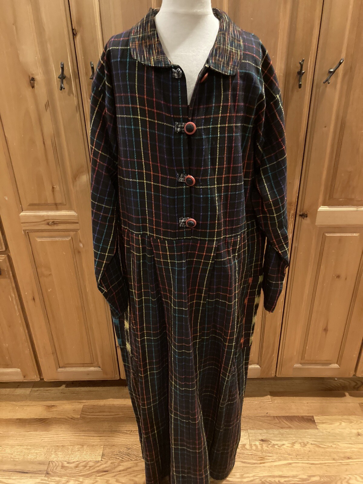 Amazing Art to Wear Vintage Guatemala Dress Boho Handcrafted Ikat Rare Colourz