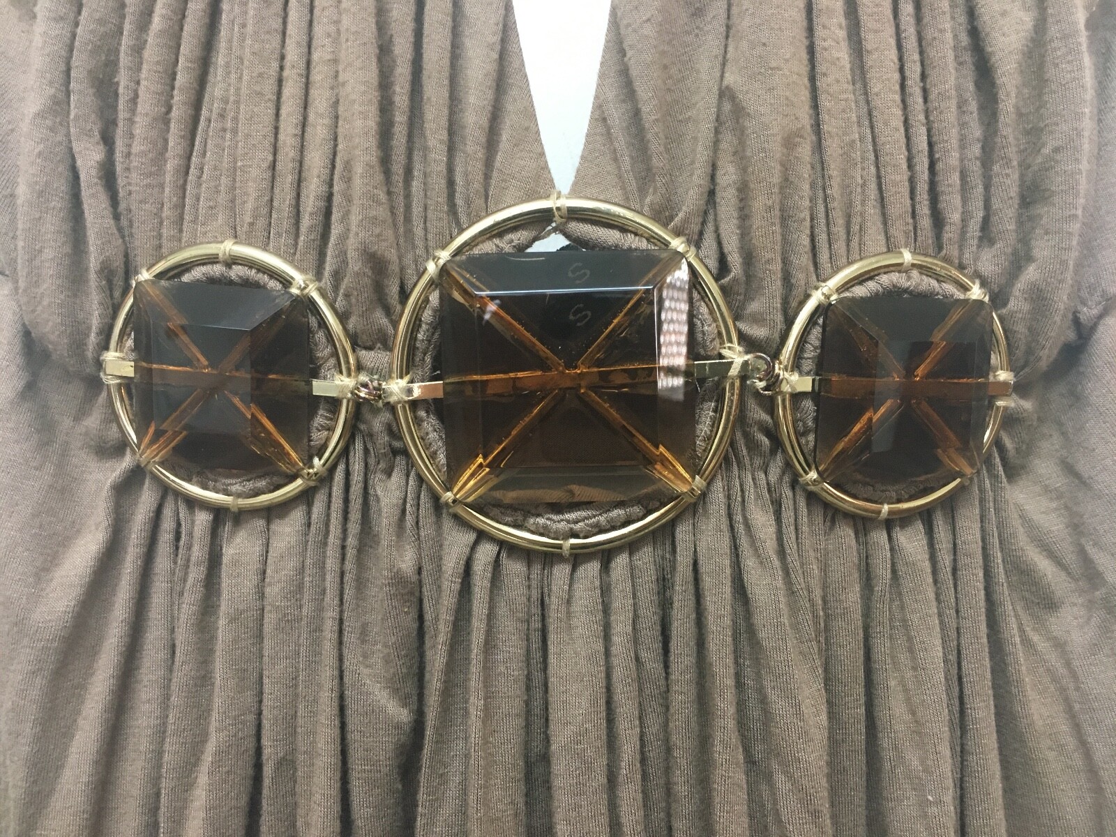 SKY BRAND Brown Halter Dress with Gold Hardware & Stones Sz Small