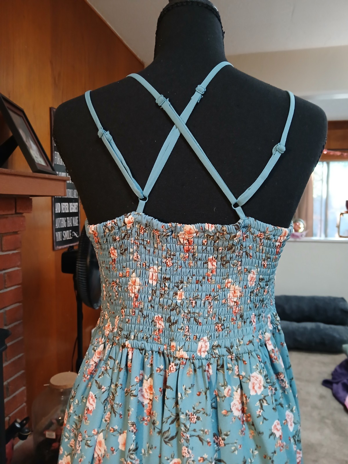 Xhilaration Womens M Blue Floral Sweetheart Strappy Sundress