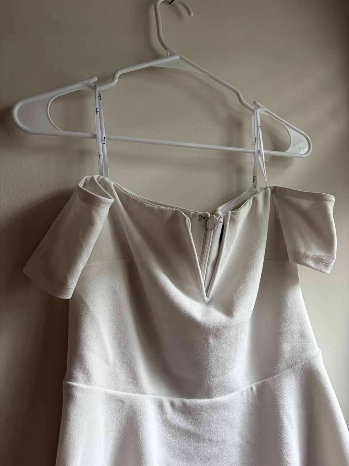 Lulu’s White Off Shoulder Fit Flare Wedding Cocktail Marilyn Monroe Mini Dress