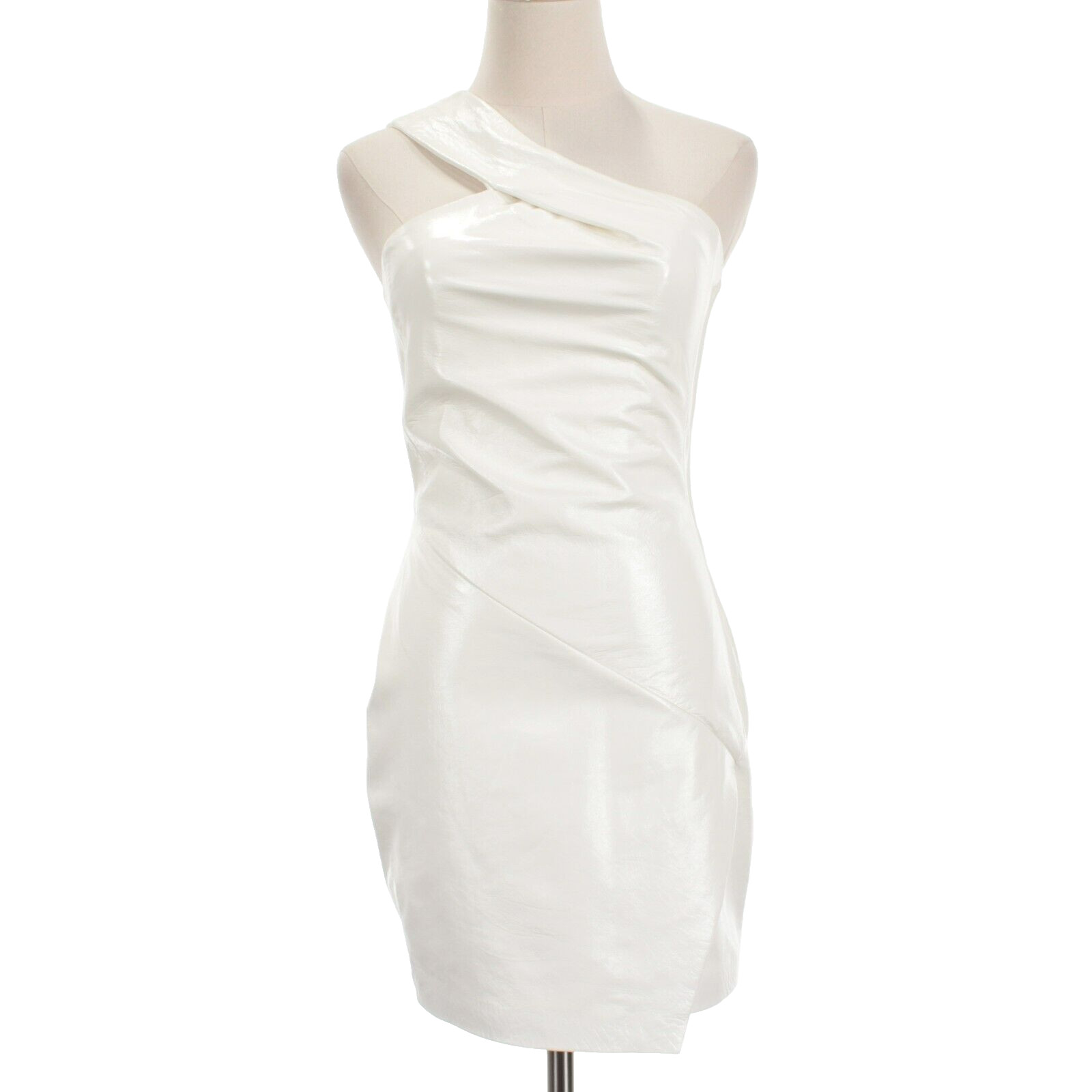 IRO NWT Sulvi One-Shoulder Leather Mini Dress Size 34 US 2 in Chalk White