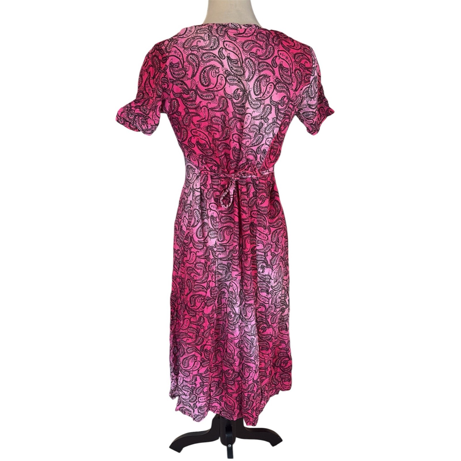 Y2K Vintage Eruxz Pink and Black Whimsygoth Paisley Button-Front midi Dress