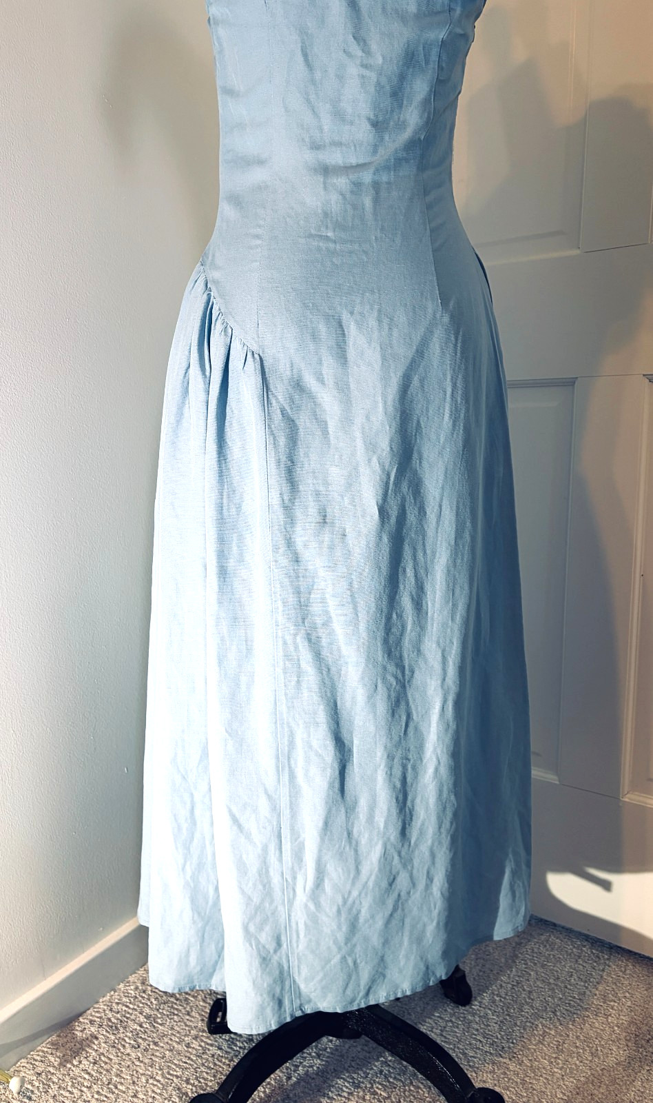 Rejina Pyo Coquette, Cottagecore, Lily light blue Bow-tie sleeve midi dress, 6