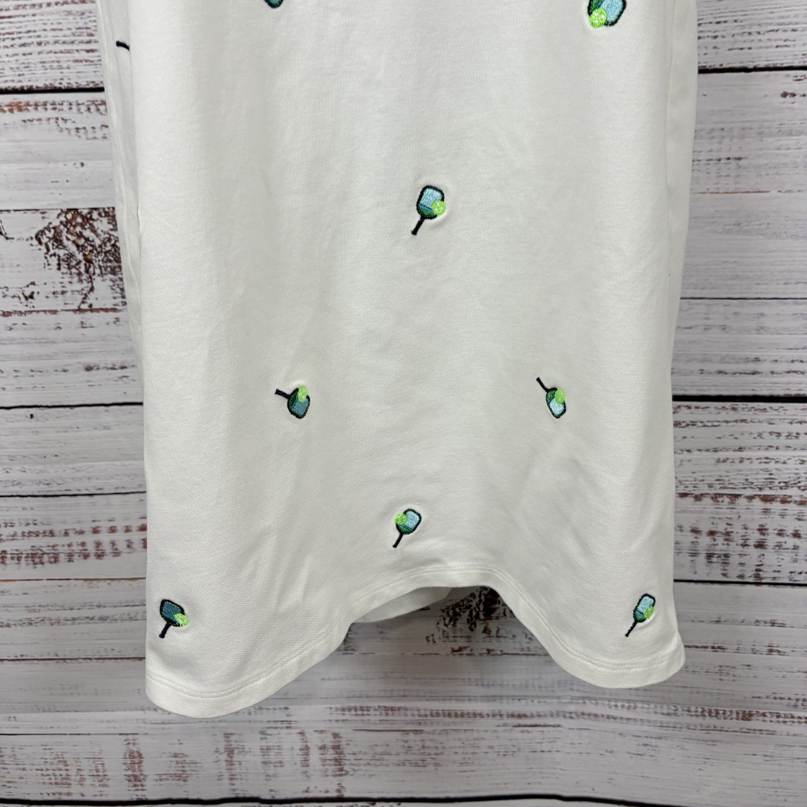 T By Talbots Dress Large Petite White Pique Embroidered Pickleball Sleeveless