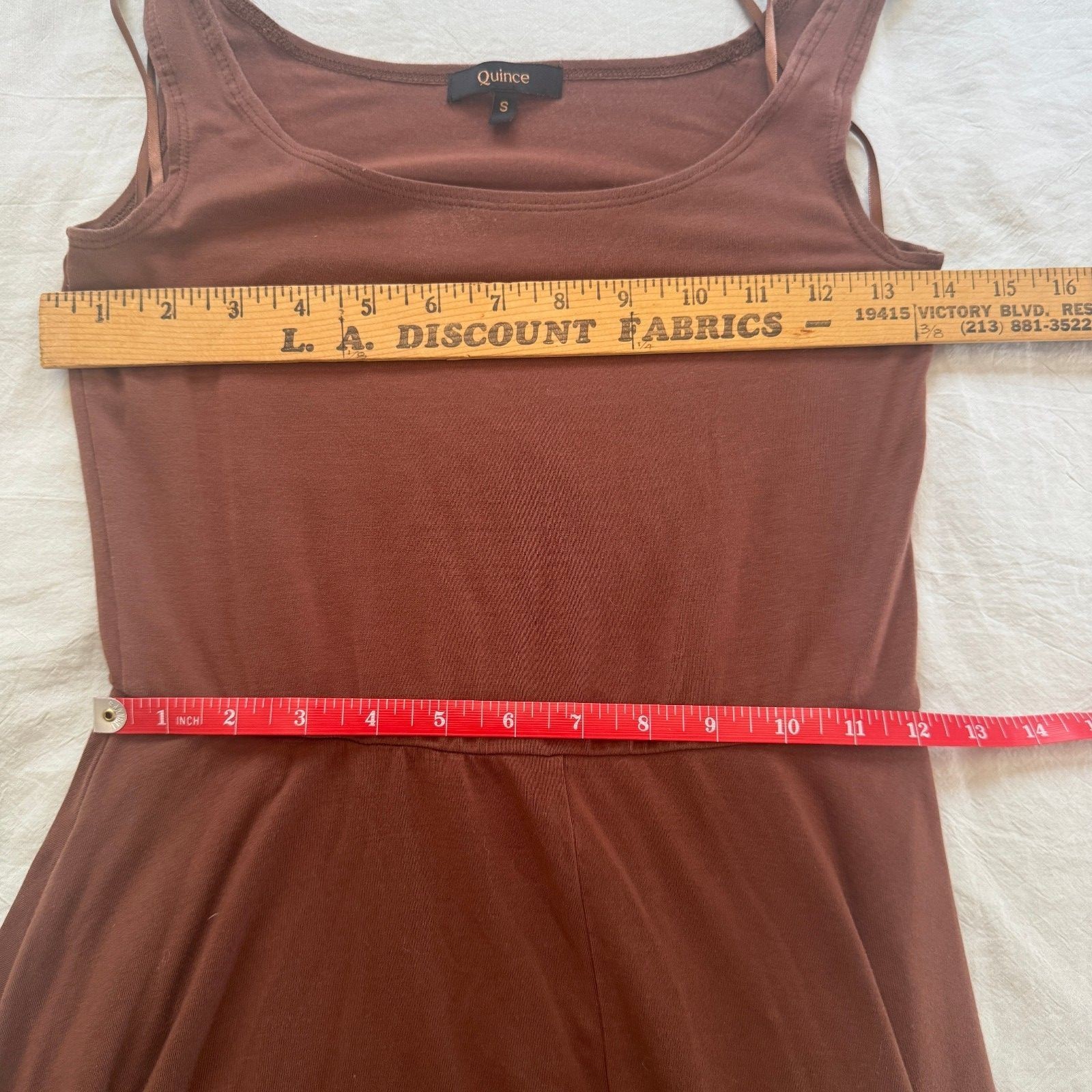 Quince Tencel Jersey Fit and Flare Sleeveless Midi Dress Brown Size S