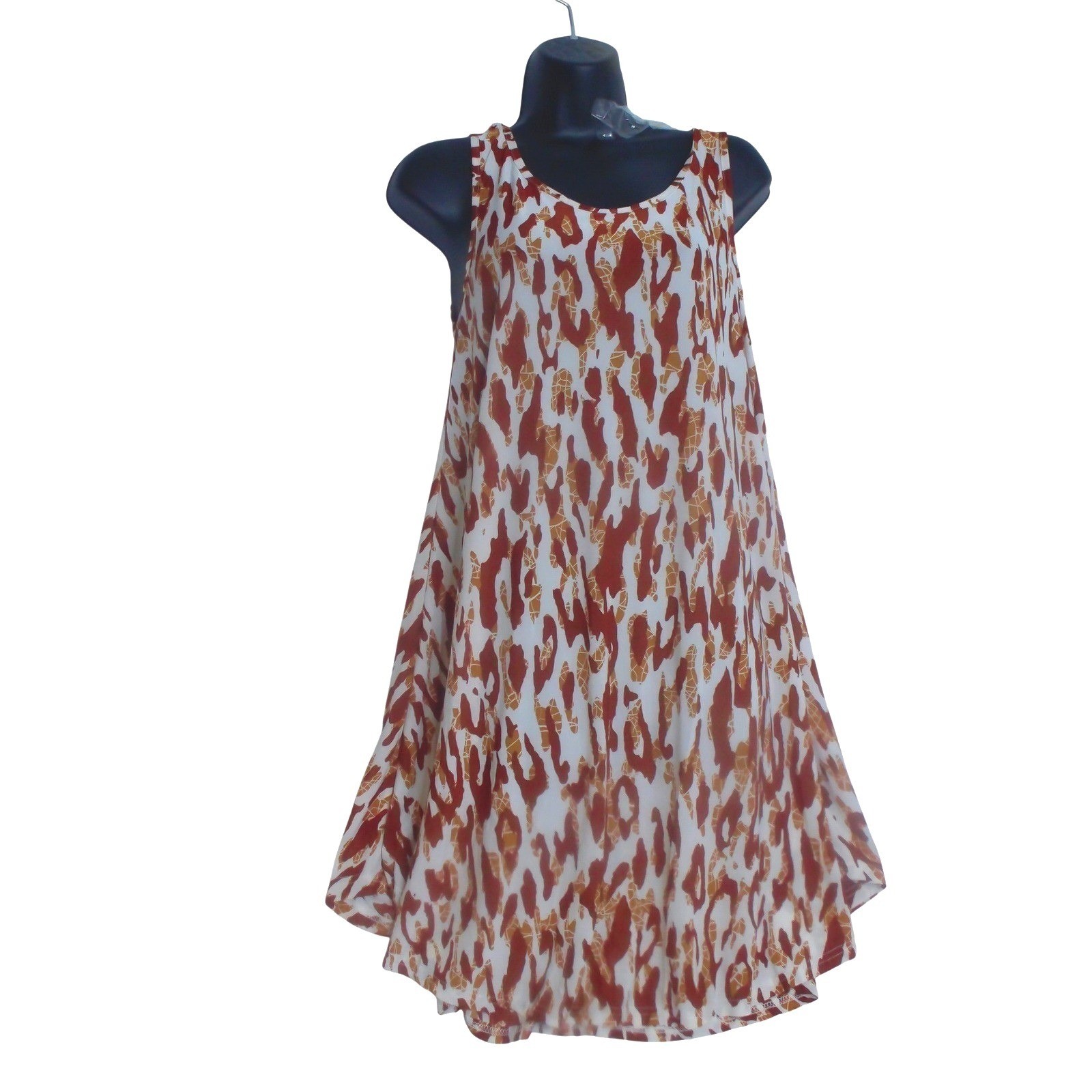Isla Bonita Womens Abstract Animal Print Sleeveless Swing Dress Orange White OS
