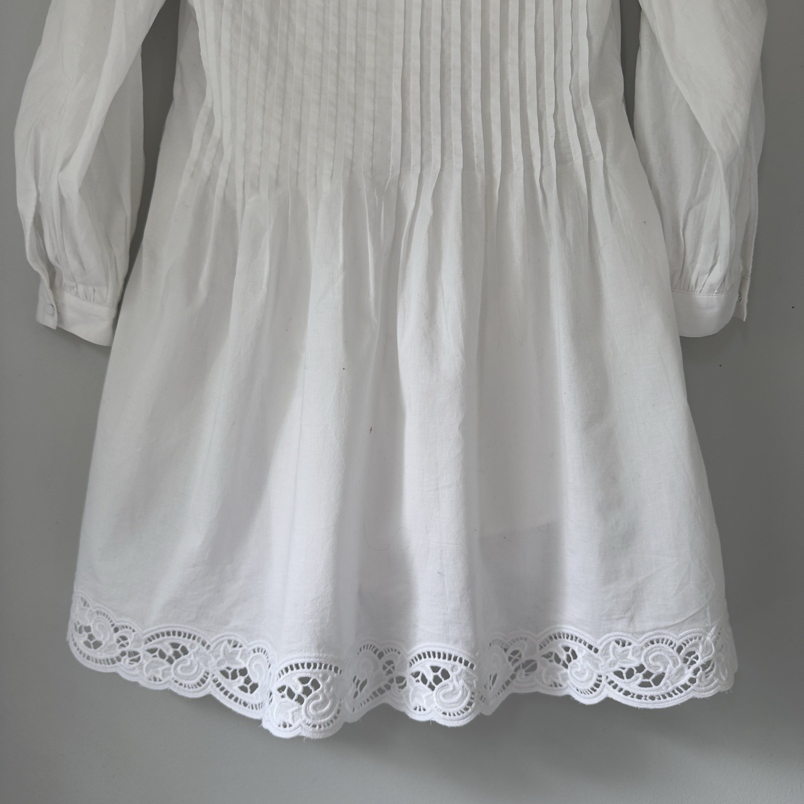 NWT Madewell Sz XXS Pintucked Eyelet Mini Dress White Embroidery Cotton NU568