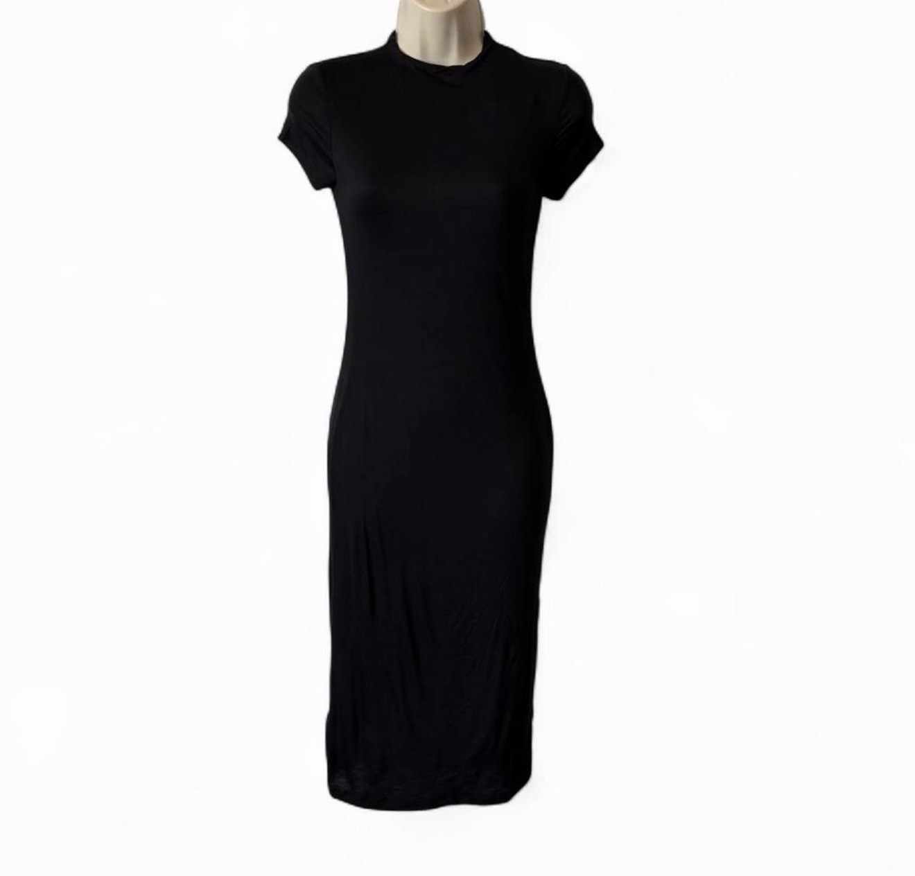 Black Jersey Slimming Midi Dress, Women’s Size S