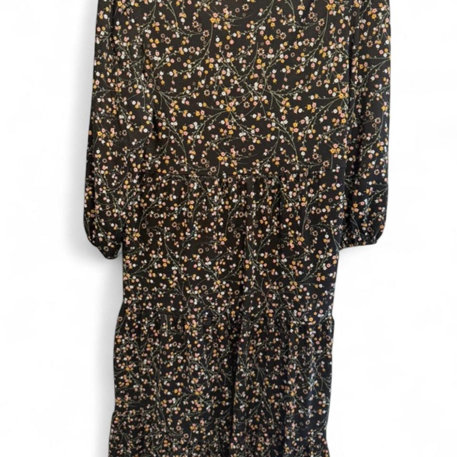 Max Studio Black Multicolor Floral Knit Midi Dress, lightweight ditsy floral, M