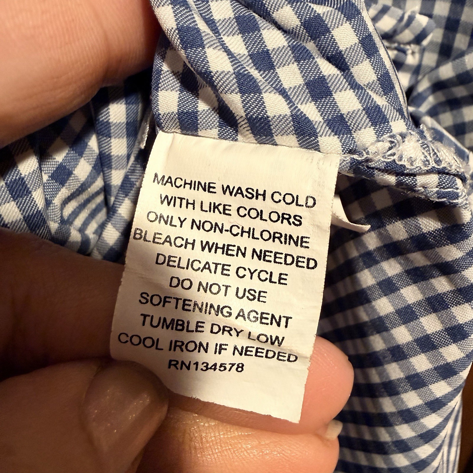 Vineyard Vines Performance Gingham Shirt Dress Navy Blue White Size 12