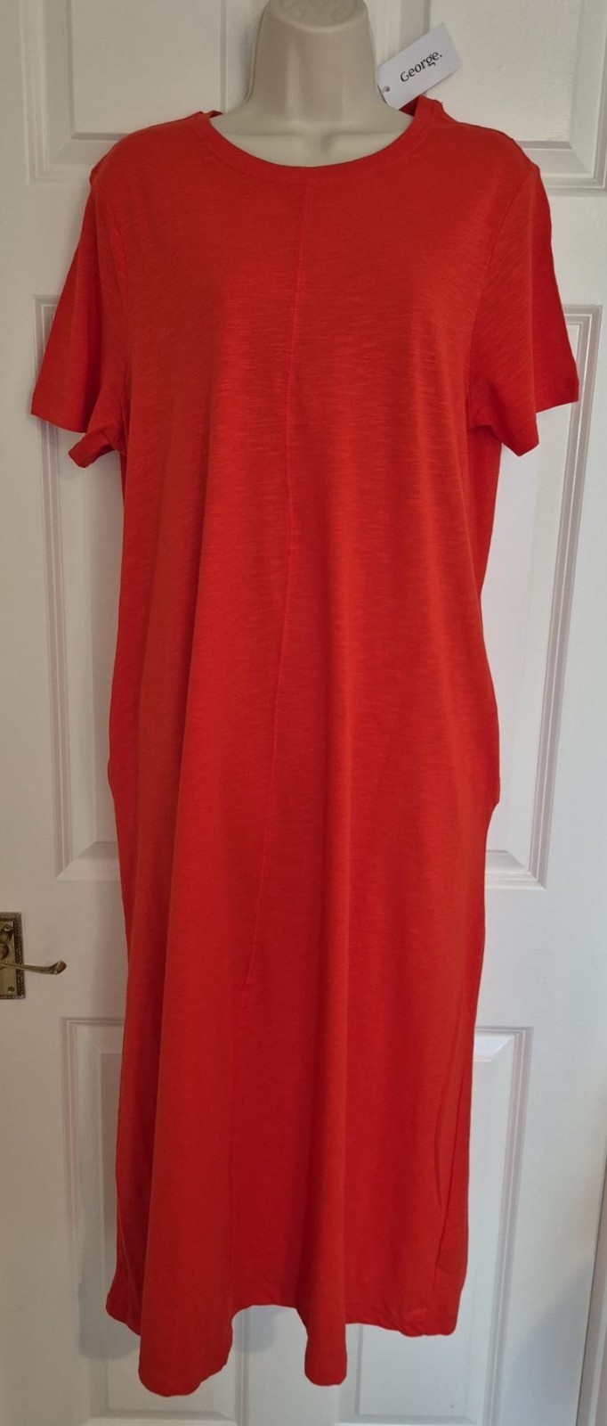 BNWT George Asda Red Short Sleeve Round Neck Maxi Dress Size 16