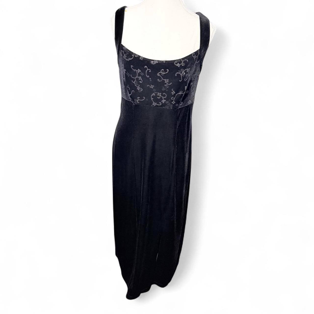 Vintage CDC Black Velvet feel Burnout evening gown with criss cross back-8