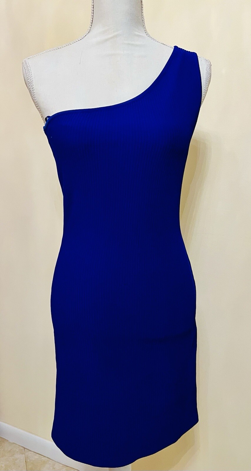 Sincerely Jules Royal Blue Stretch Knit One Shoulder Poly Spandex Blend Size M