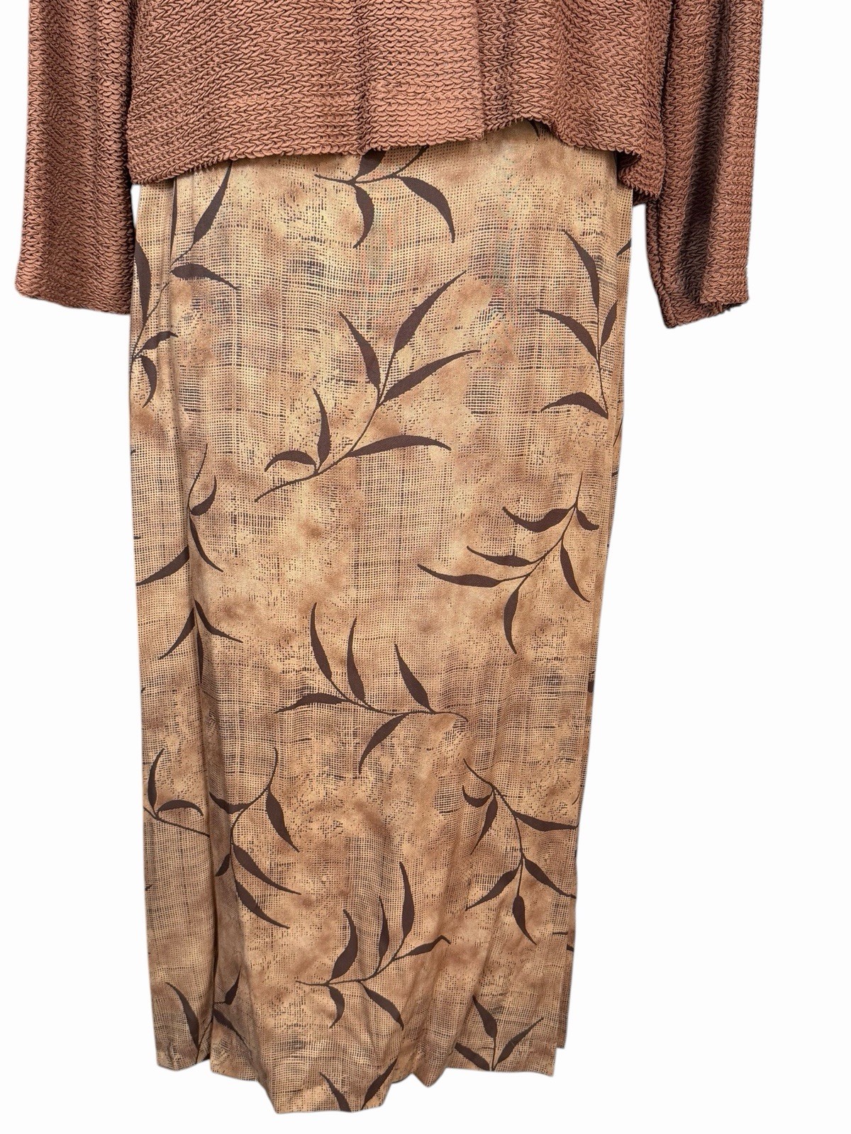 Vintage Jessica Howard Earthy Brown 2 Pc Dress Set Knit Jacket Boho Cottagecore