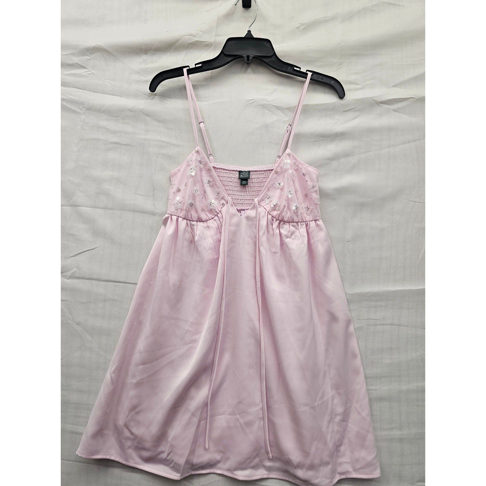 Wild Fable Womens Sequin Babydoll Mini Dress Pink Poly Blend Casual Size XXS