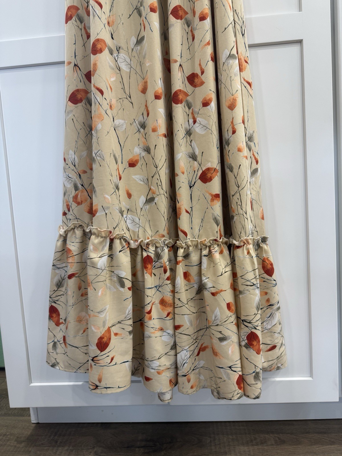 Baltic Born Women’s S Beige Floral Smocked Square Neck Puff Sleeve Maxi Dress