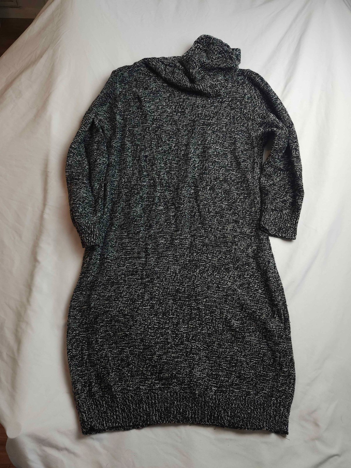Wishes Wishes Hoodie Sweater Dress Womens Size XL Black Knit Cable Marled Cozy