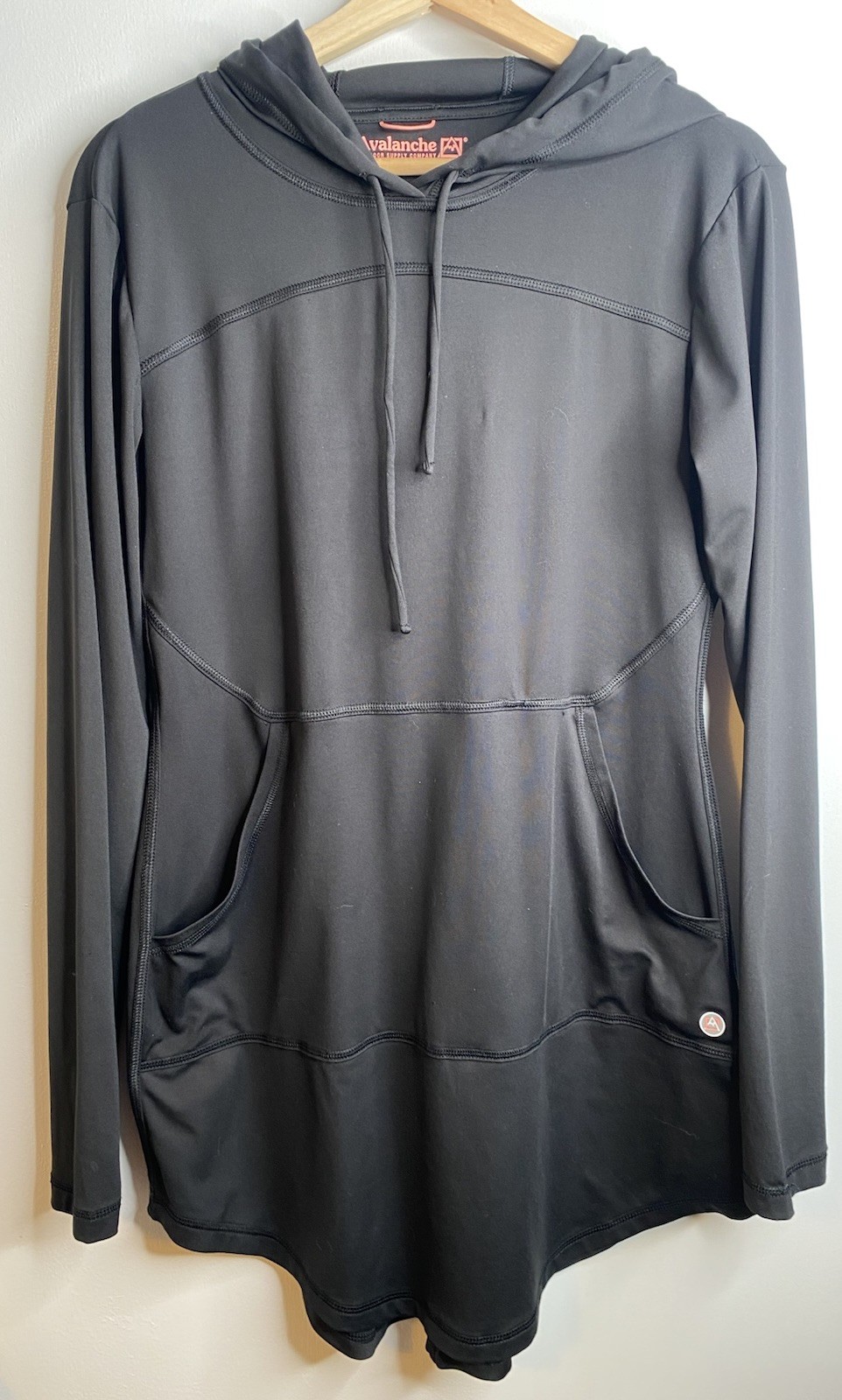 Avalanche Hooded Athleisure Dress Black with Pockets Hoodie Size Medium