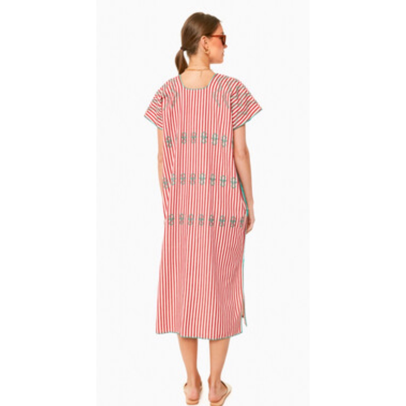 Tuckernuck Oversized Red Stripe Sullivan Embroidered Canvas Caftan Size XS