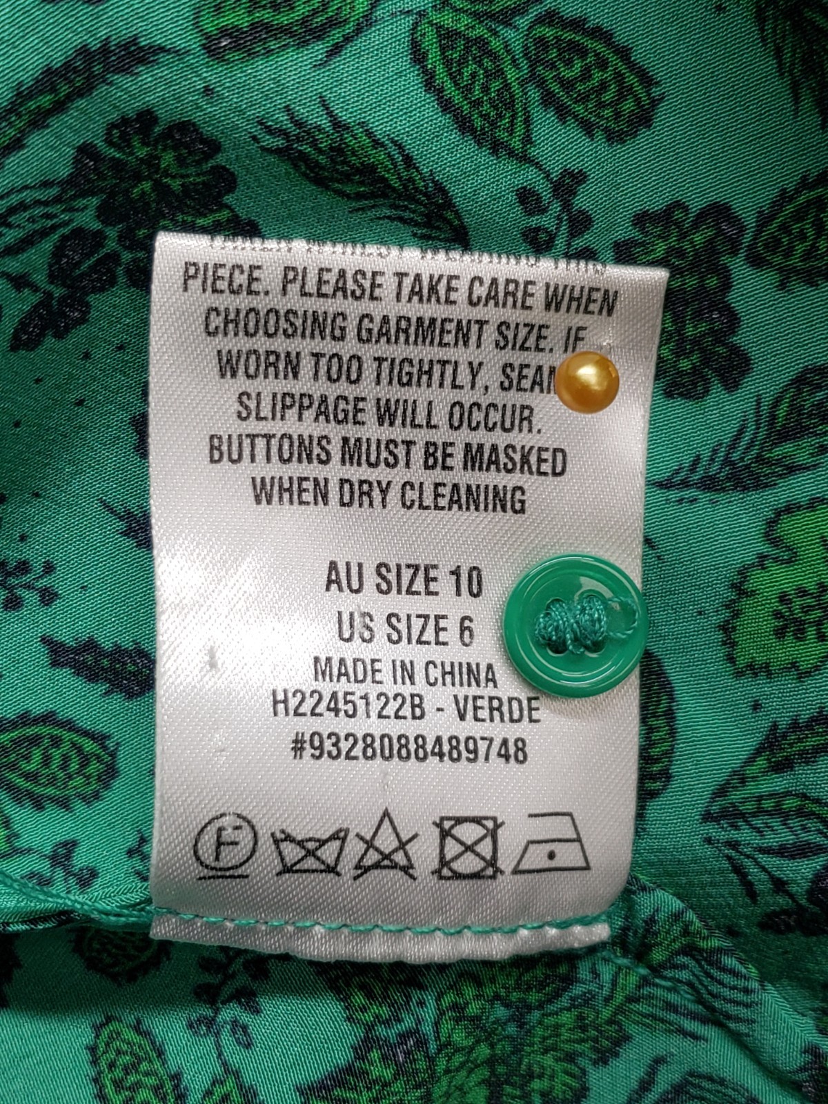 Scanlan Theodore Women Midi Dress 6 Green Black Botanical Tie Detail Logo Casual