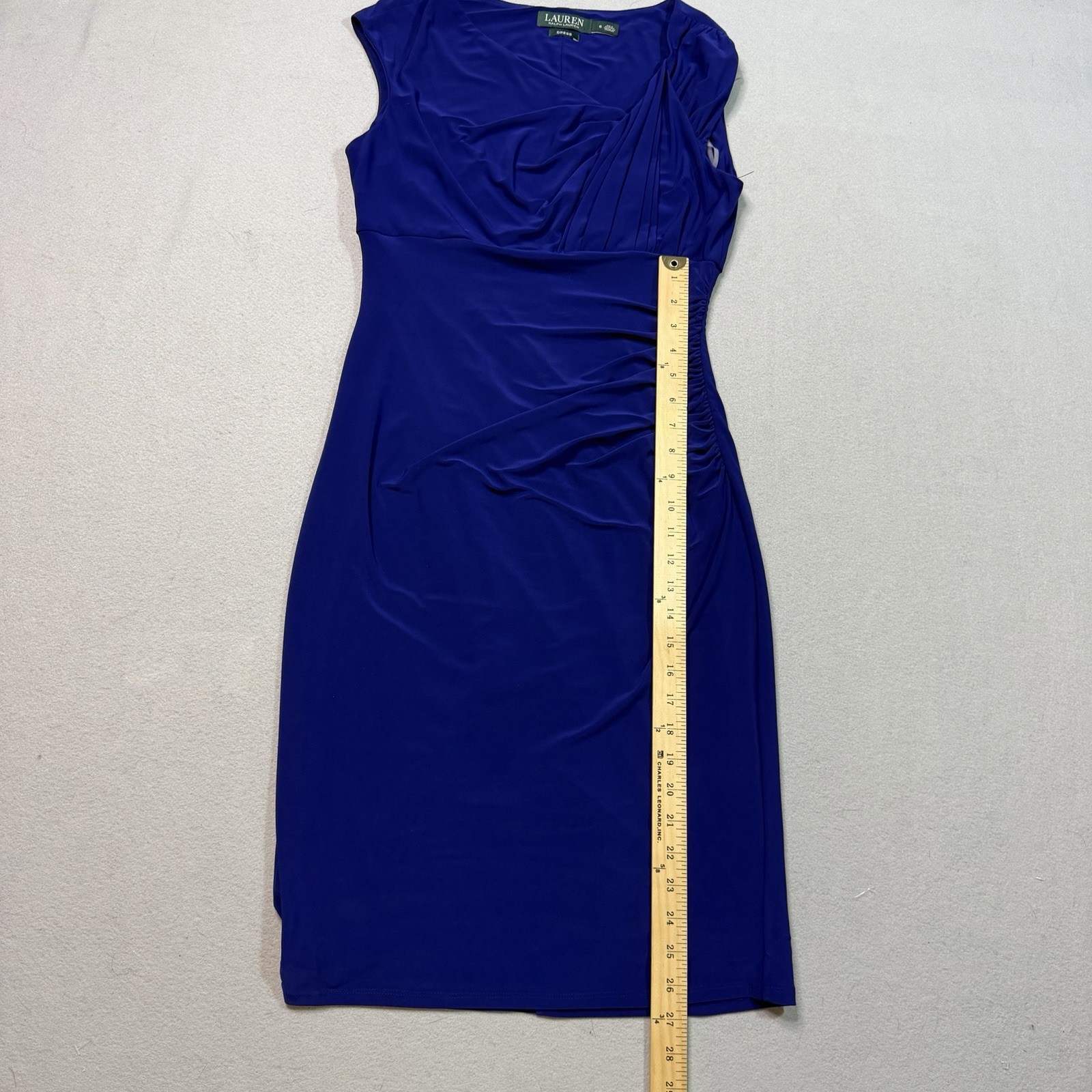 Ralph Lauren Dress Womens 6 Blue Ruched Sheath Pullover Stretch Lined Ladies