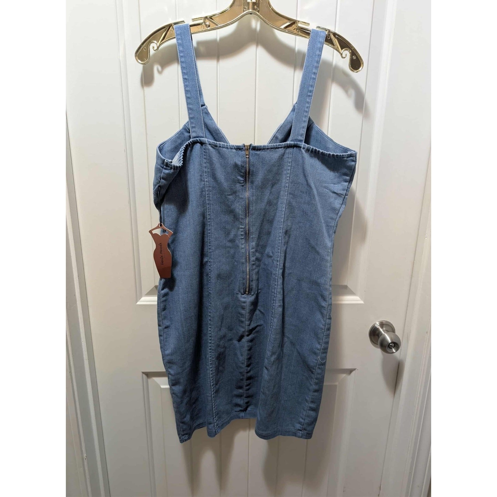 NEW! Haute Monde Stretch Medium Wash Denim Sweetheart Bust Dress Size XL
