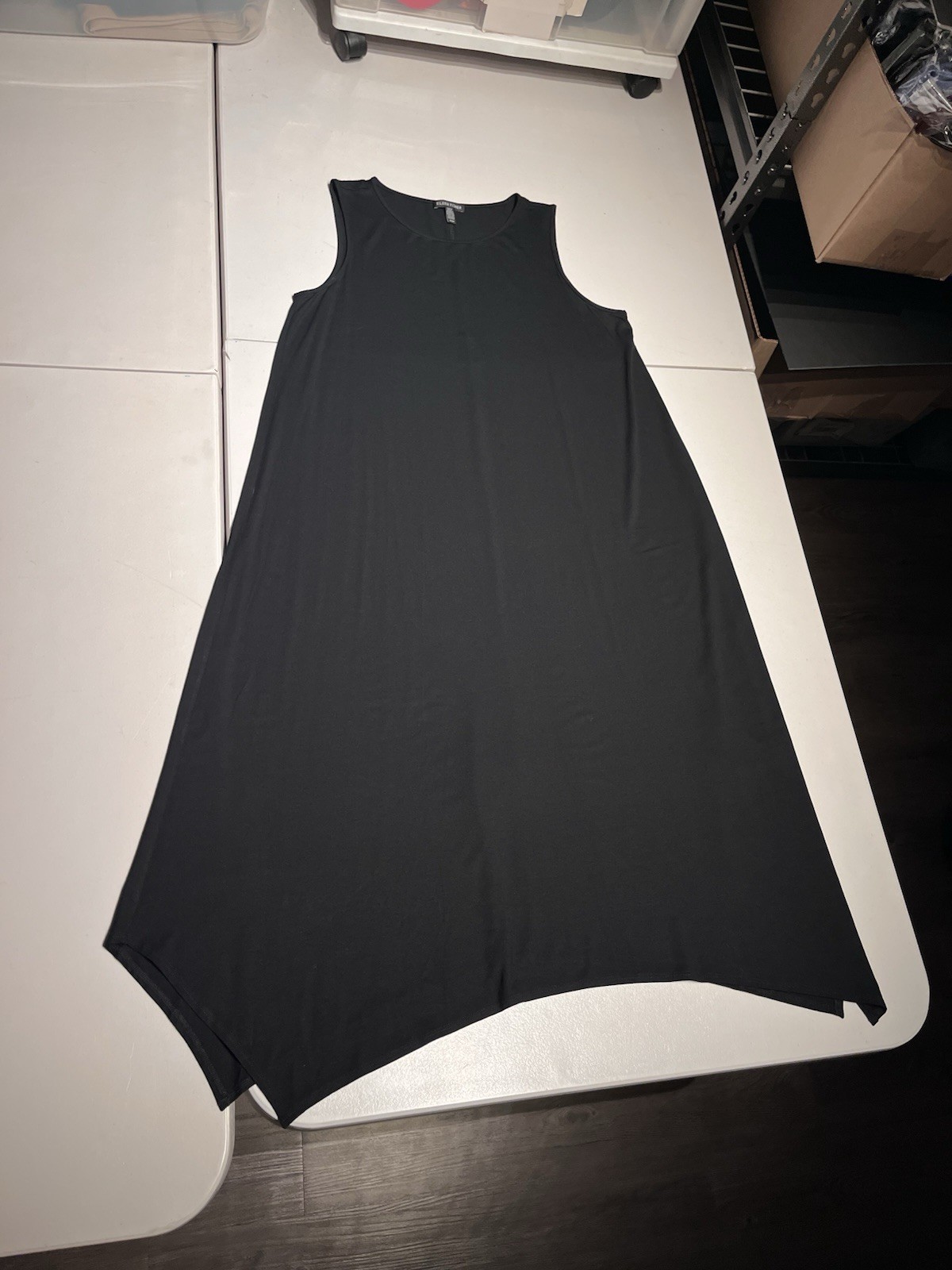 Eileen Fisher Dress Women’s Medium Black Tencel Lyocell Spandex Sleeveless Maxi