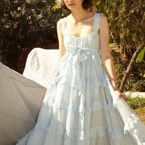 Innika Choo ~ Iva Biigdres Scallop Maxi Gown Dress Butter Creme 3 ~ 14 16 18 20