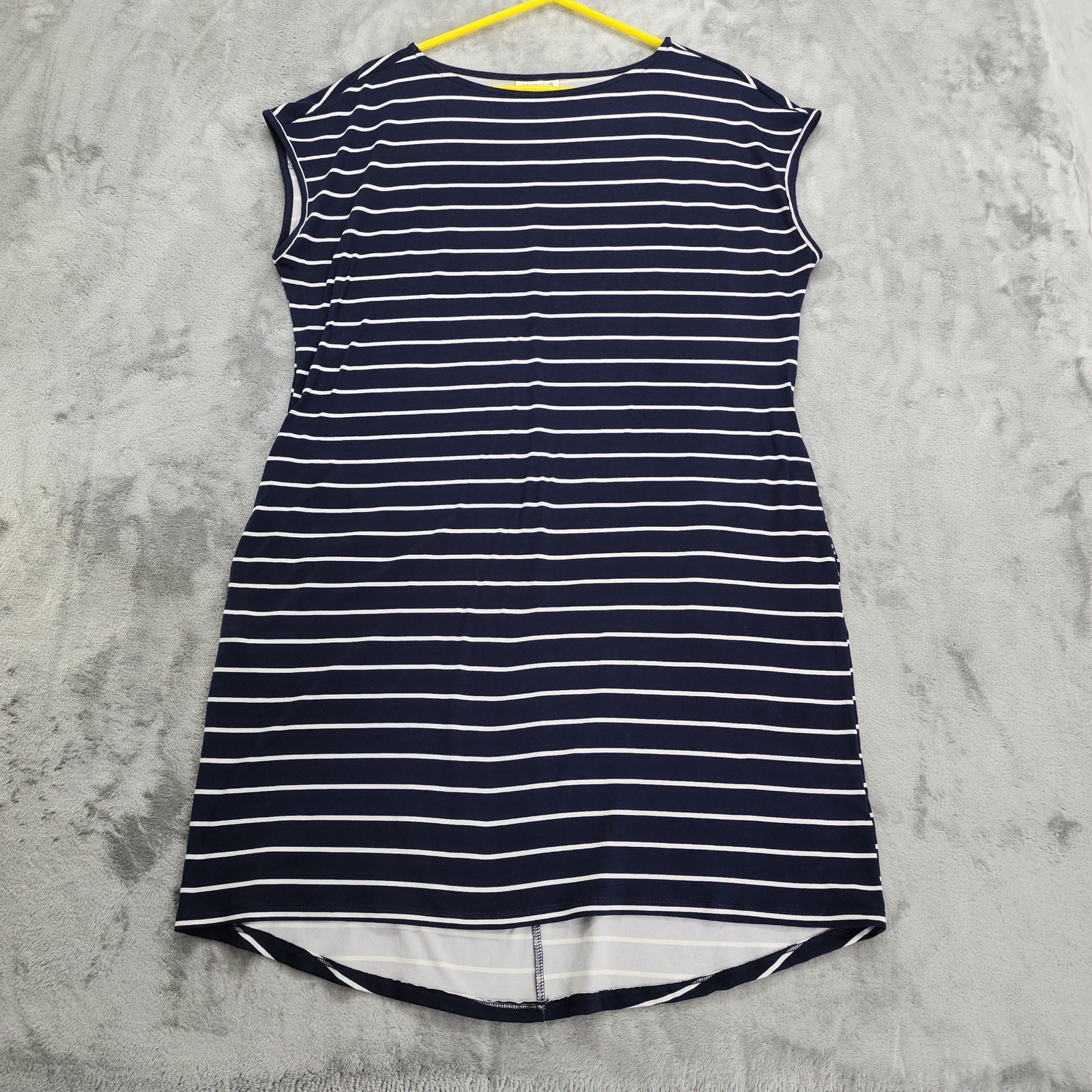 NEW Studio by Bobeau Dress Womens XL Blue White Striped Dolman Boatneck Pockets