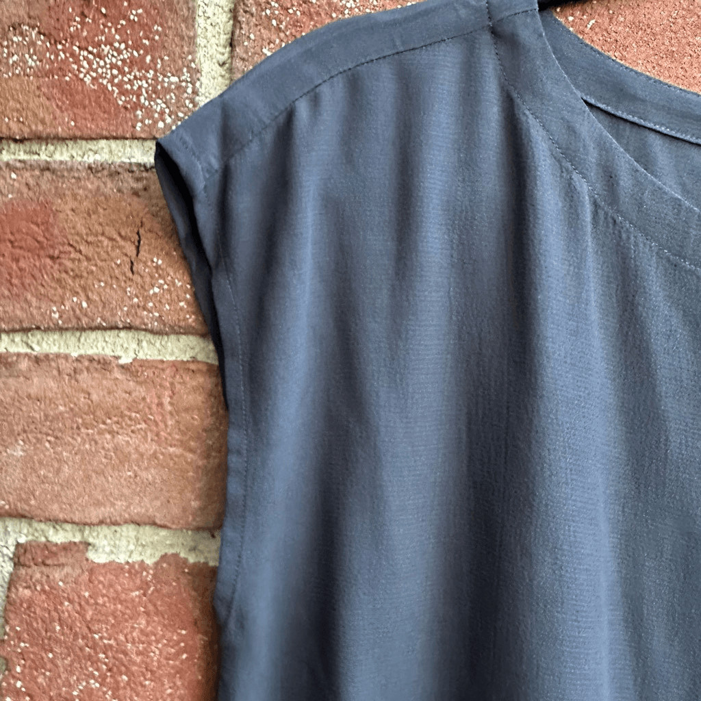 Eileen Fisher $248 Charcoal Gray Bateau Neck Midi Tunic Dress Tencel Lyocell XS