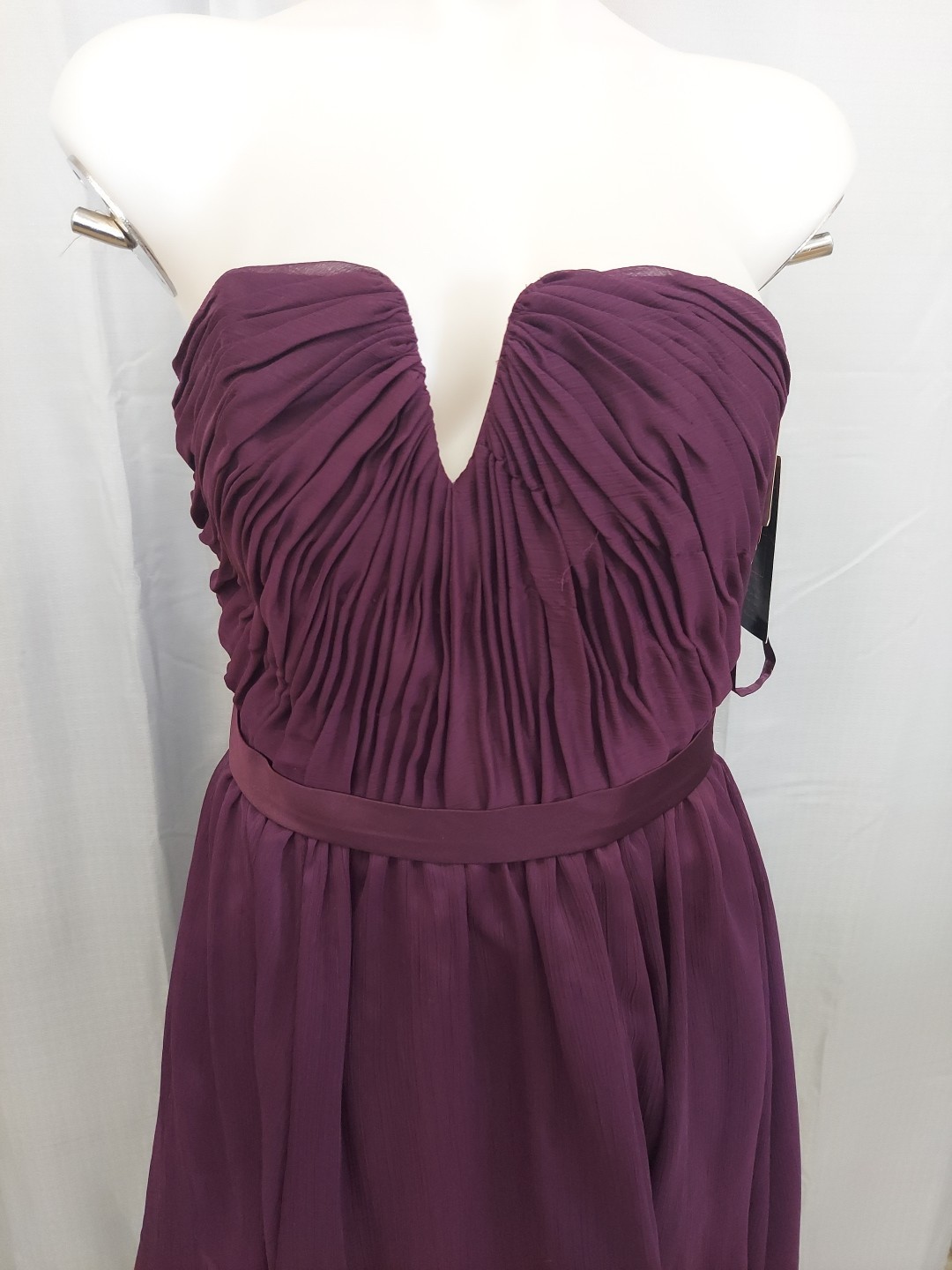 Angelina Faccenda Size8 Plum Pleated Top Silklook Band Kneelenth Zipback Vcup Fr