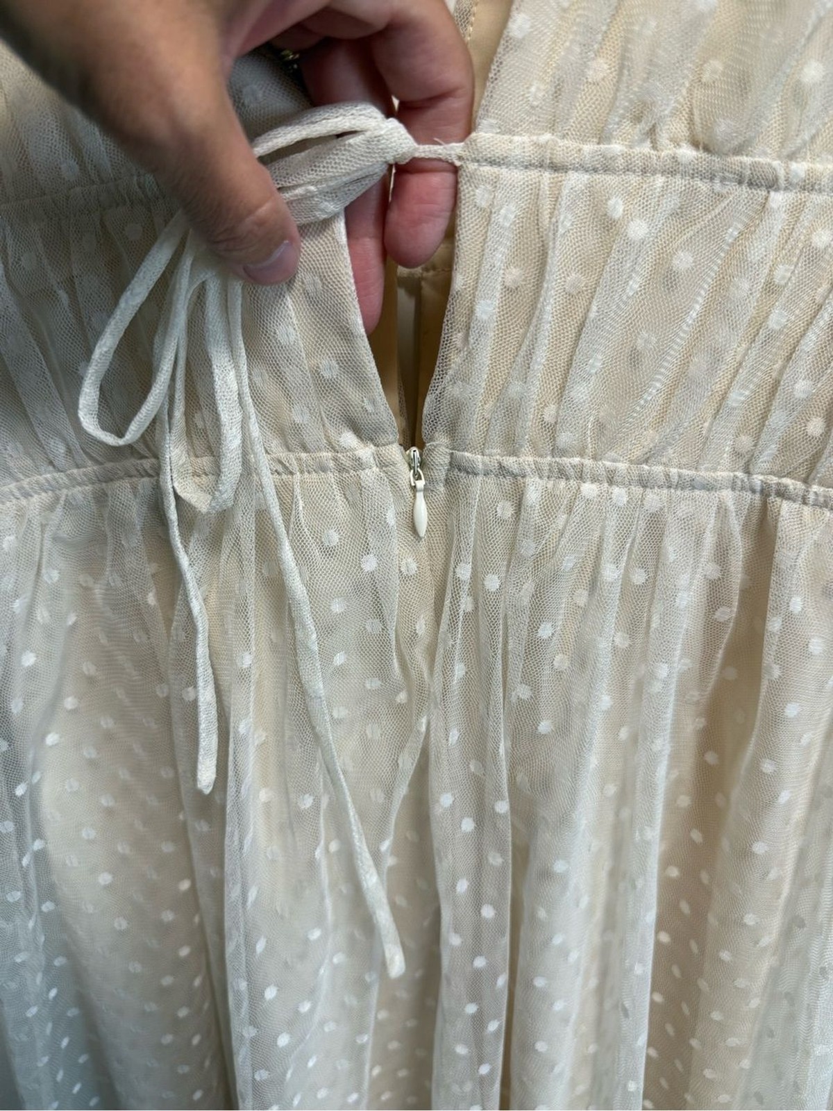 LULUS Yours Evermore Cream Swiss Dot Ruffled Midi Dress XS Formal Bridal