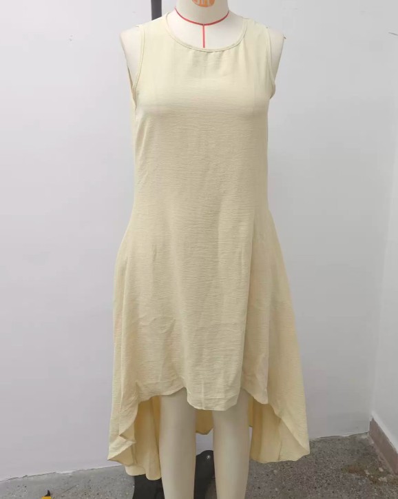 Women Sleeveless High Low Hem Loose Vacation Swing Sundress